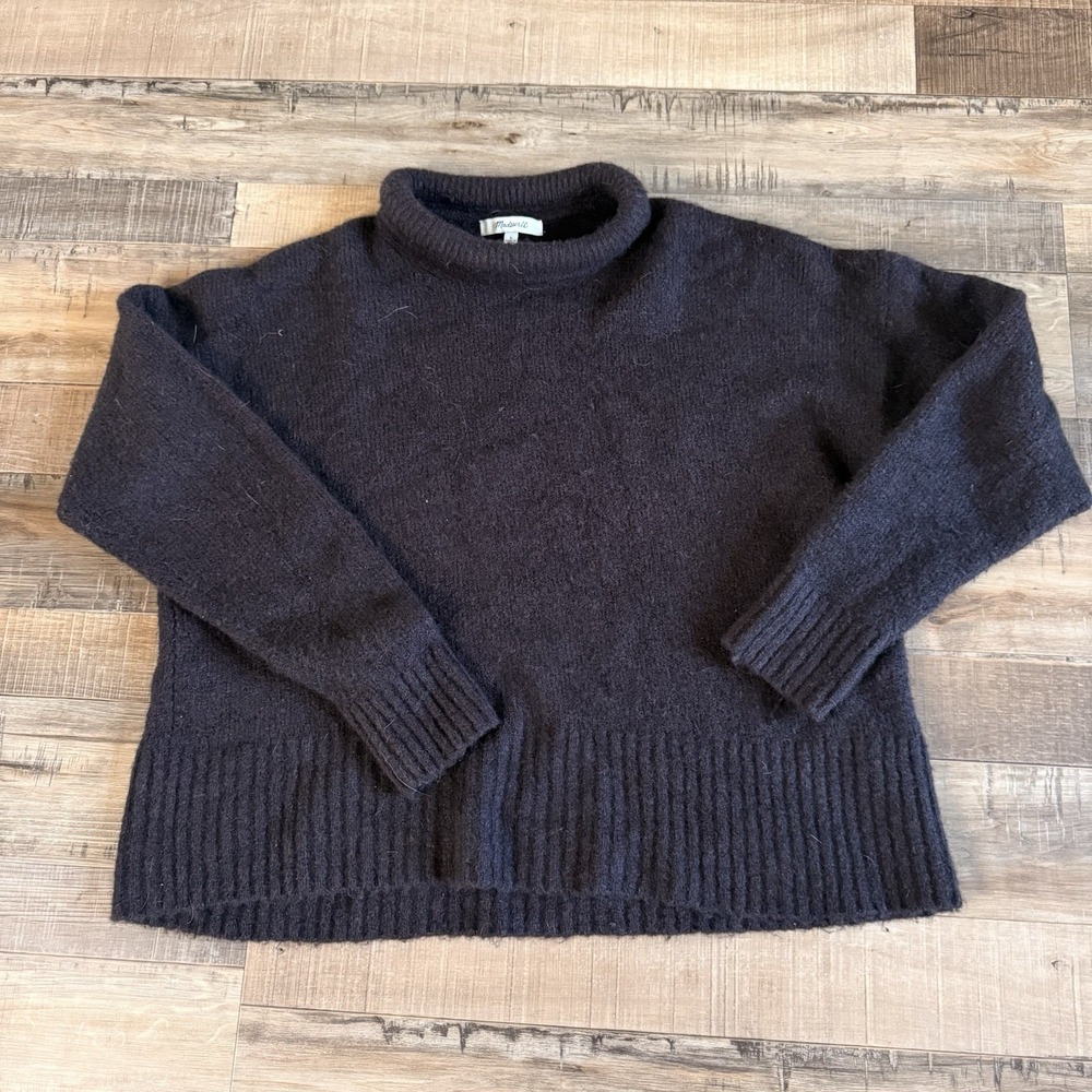 Madewell Roll Neck Ribbed Pullover Sweater Acrylic Wool Alpaca Blend L Fisherman